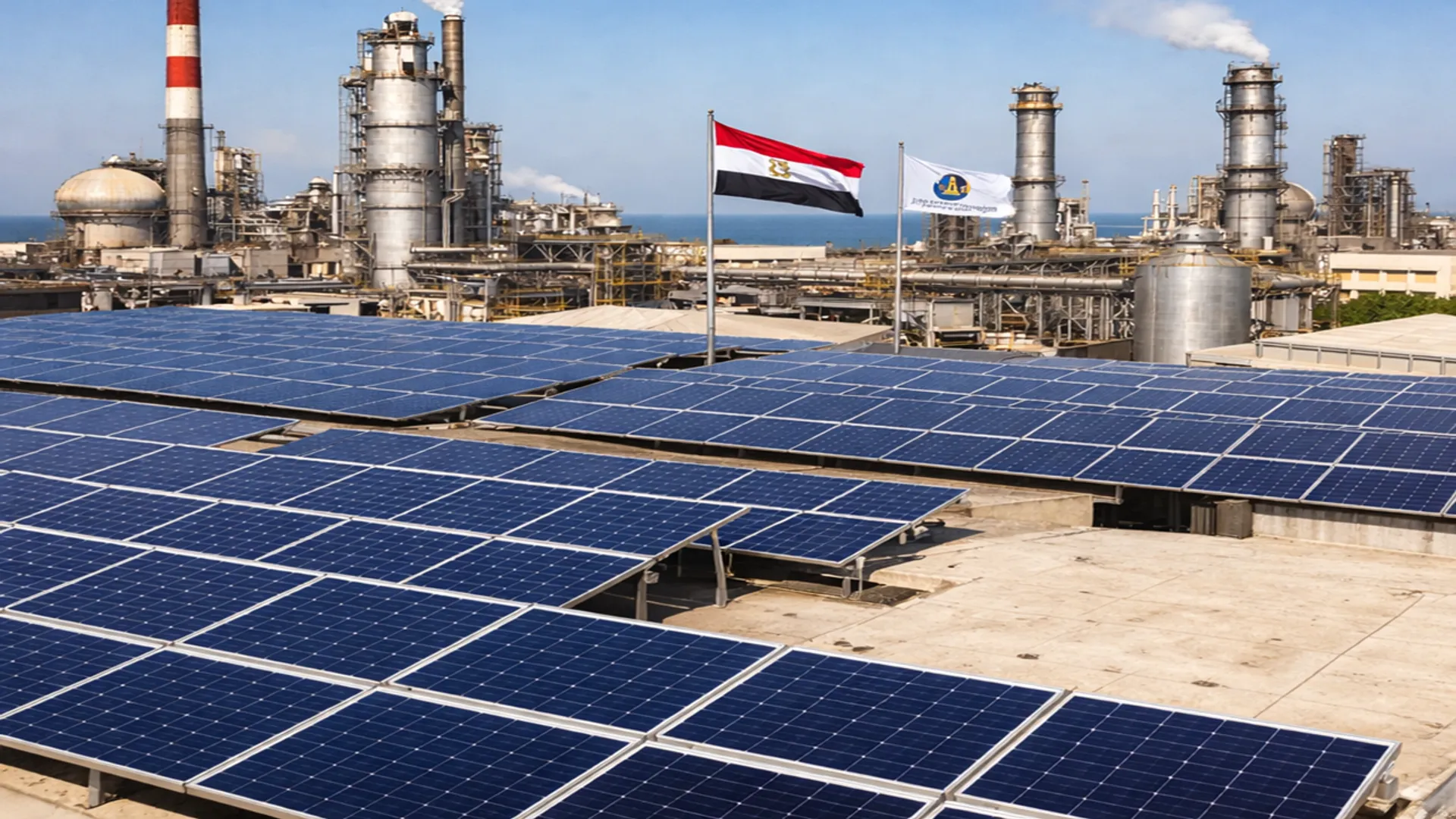 The industrial facility has integrated onsite solar generation supplying electricity for internal production operations.