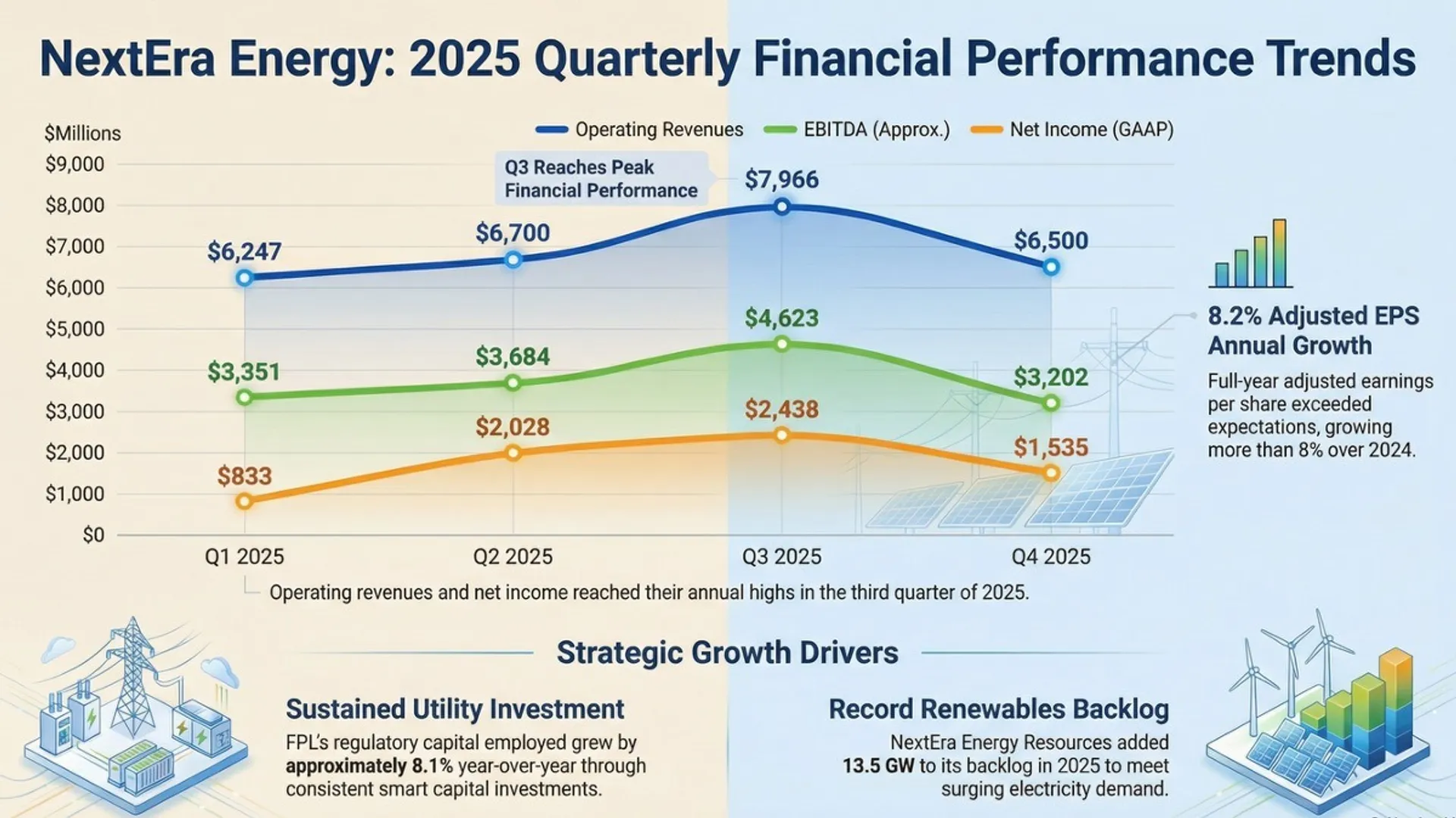 Strong generation growth and disciplined cost management supported $6.835 billion FY2025 GAAP net income.