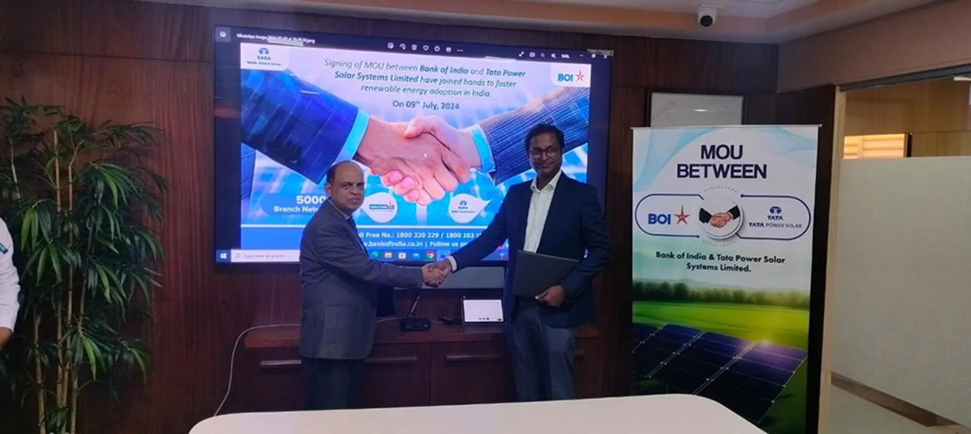 Tata Power Solar partners with BOI for green financing