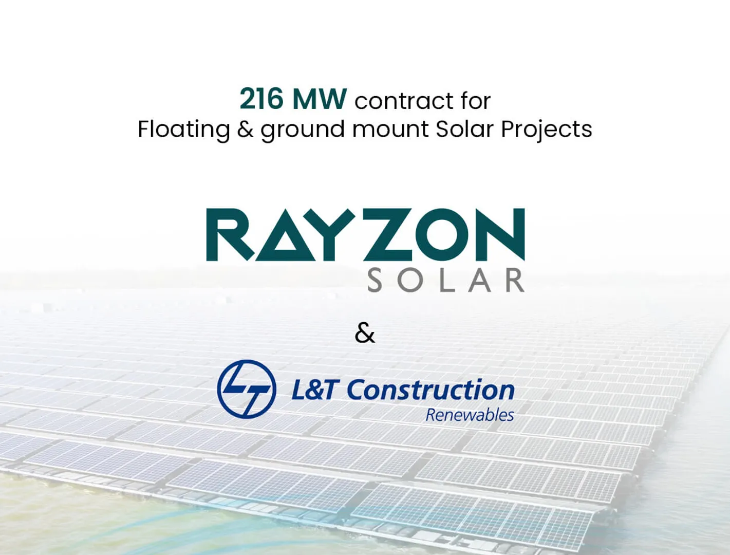 Rayzon Solar inks 216 MW floating PV project with L&T