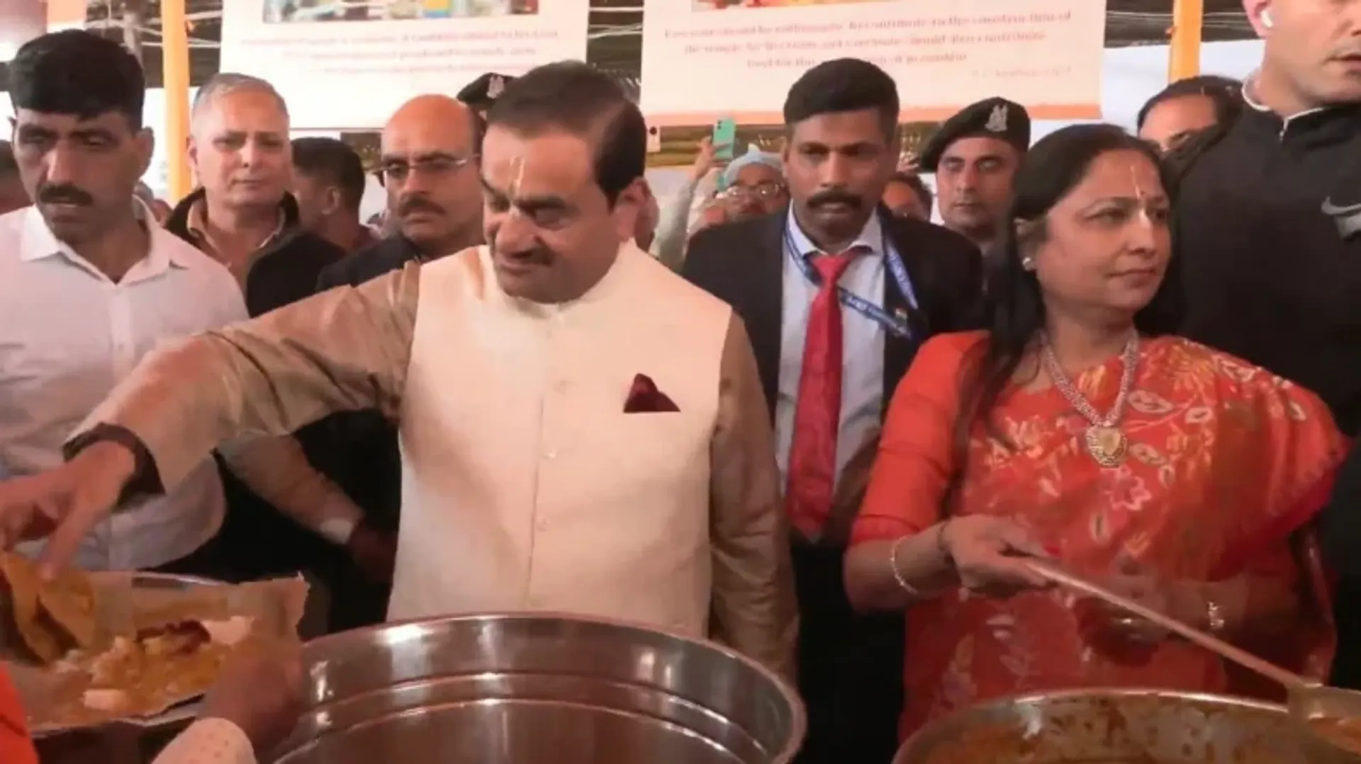 Gautam Adani Serves Prasad to Devotees at Mahakumbh Mela 2025