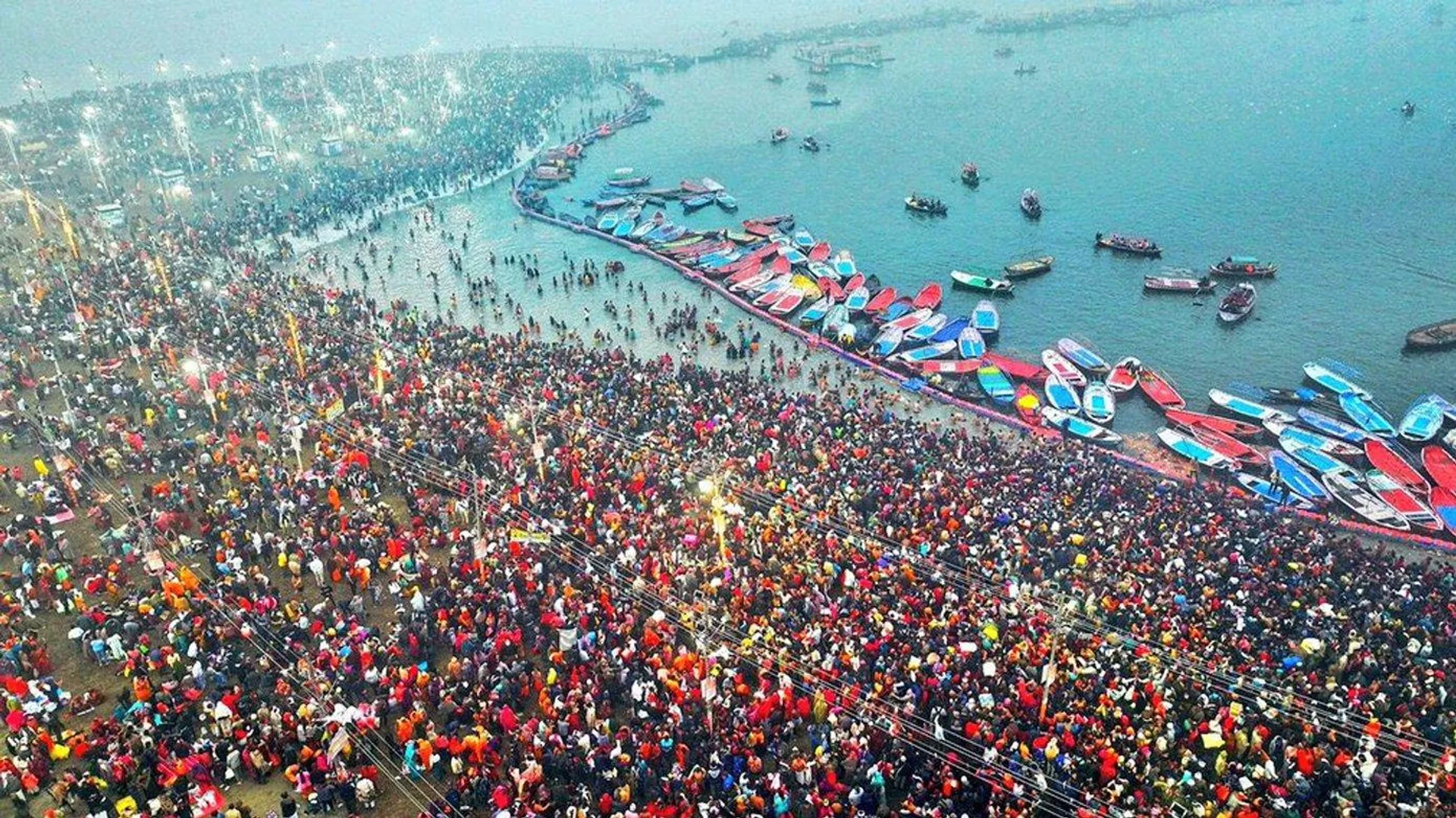 "Mahakumbh 2025, first Shahi Snan, Prayagraj, Poush Purnima, holy dip, Sangam, UP government, security arrangements, Yogi Adityanath, religious festival, devotees, Hindu pilgrimage, Kumbh Mela, India spiritual heritage, international devotees, cultural heritage"