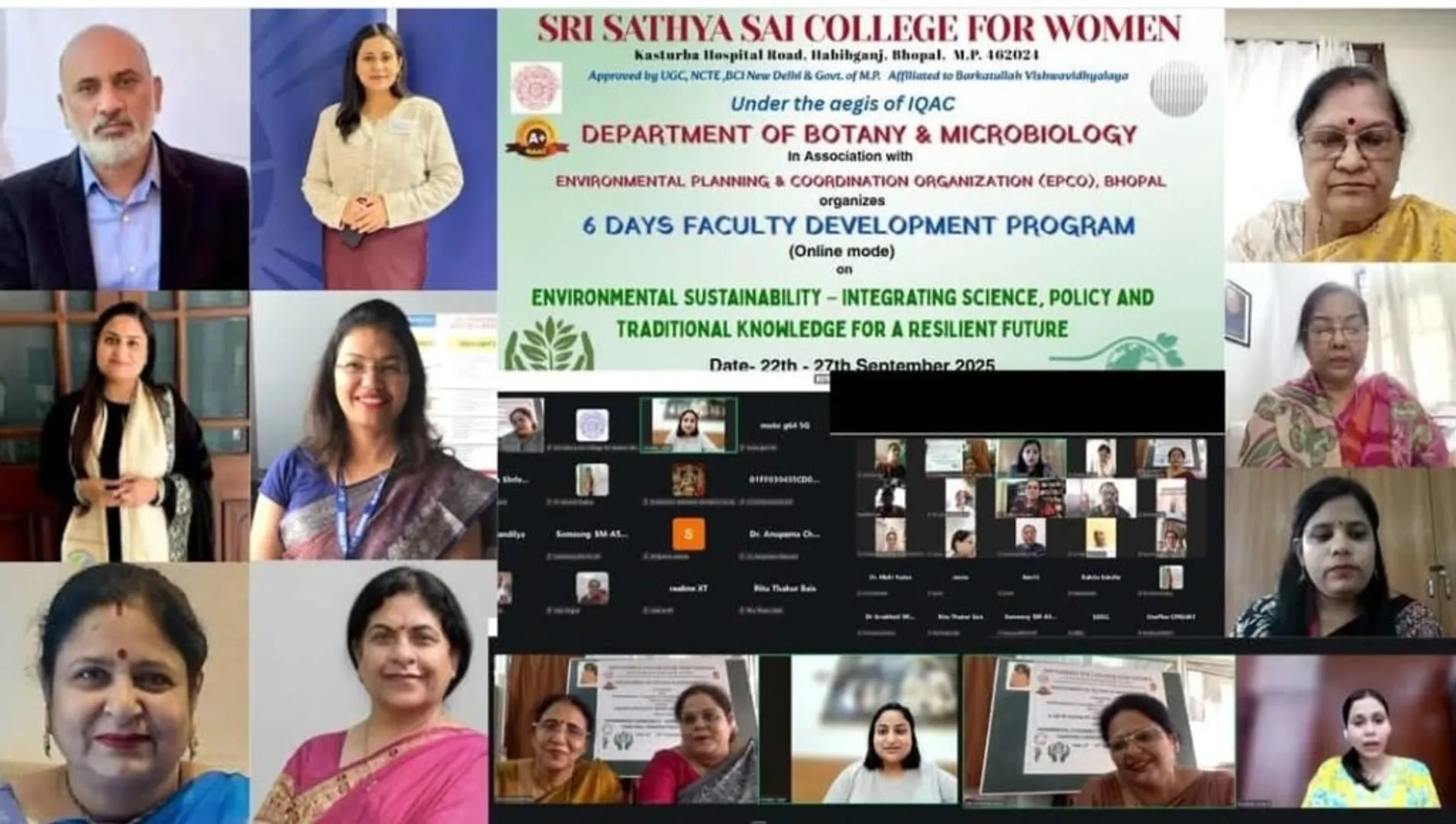 भोपाल में श्री सत्य साईं महिला महाविद्यालय में छह दिवसीय फैकल्टी डेवलपमेंट प्रोग्राम सम्पन्न