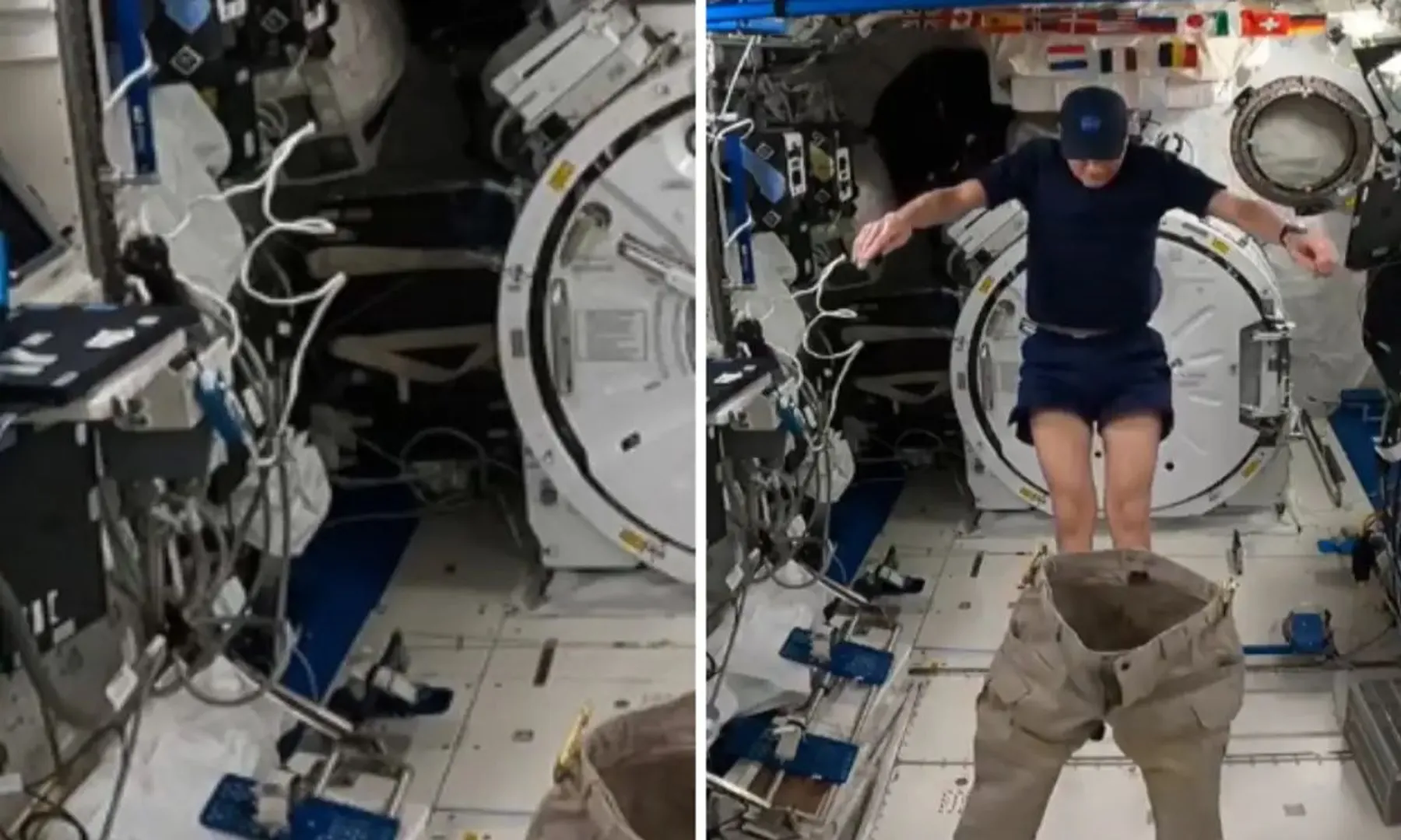 “Two legs at a time” NASA astronaut shows how to wear pants in space