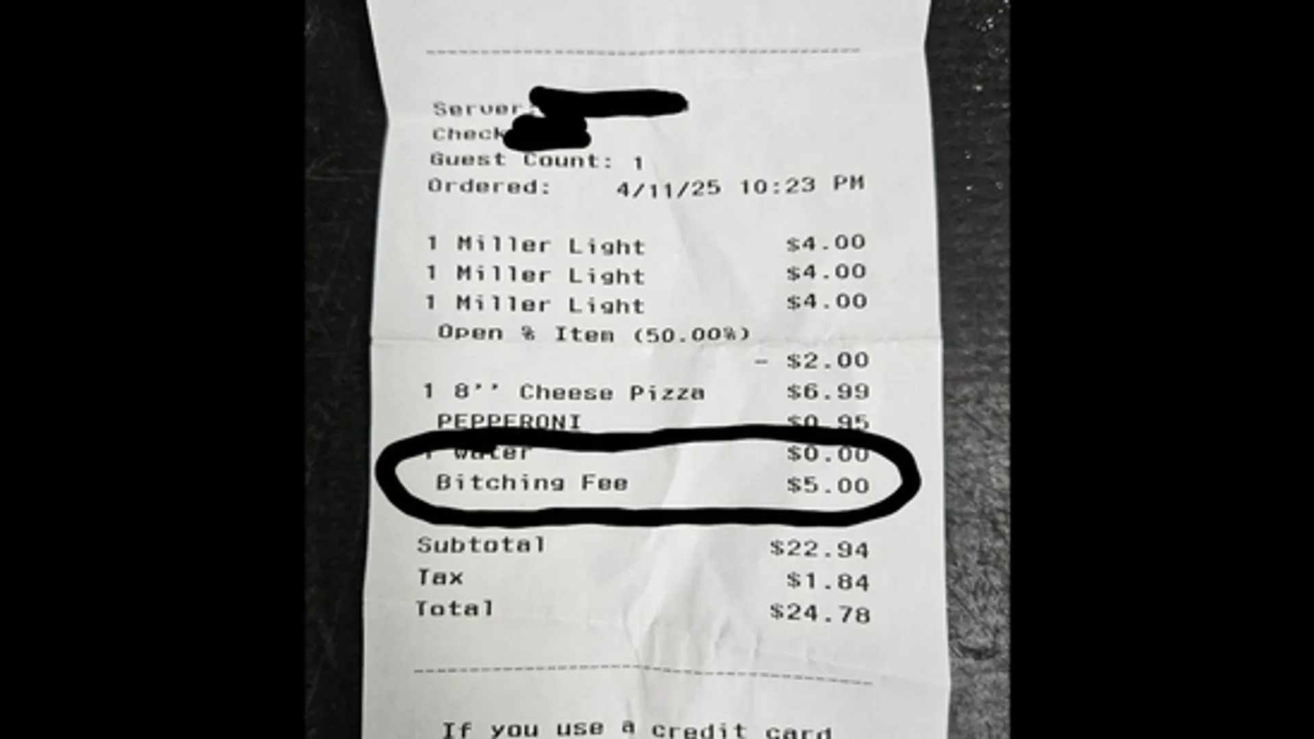 Bitching fee 