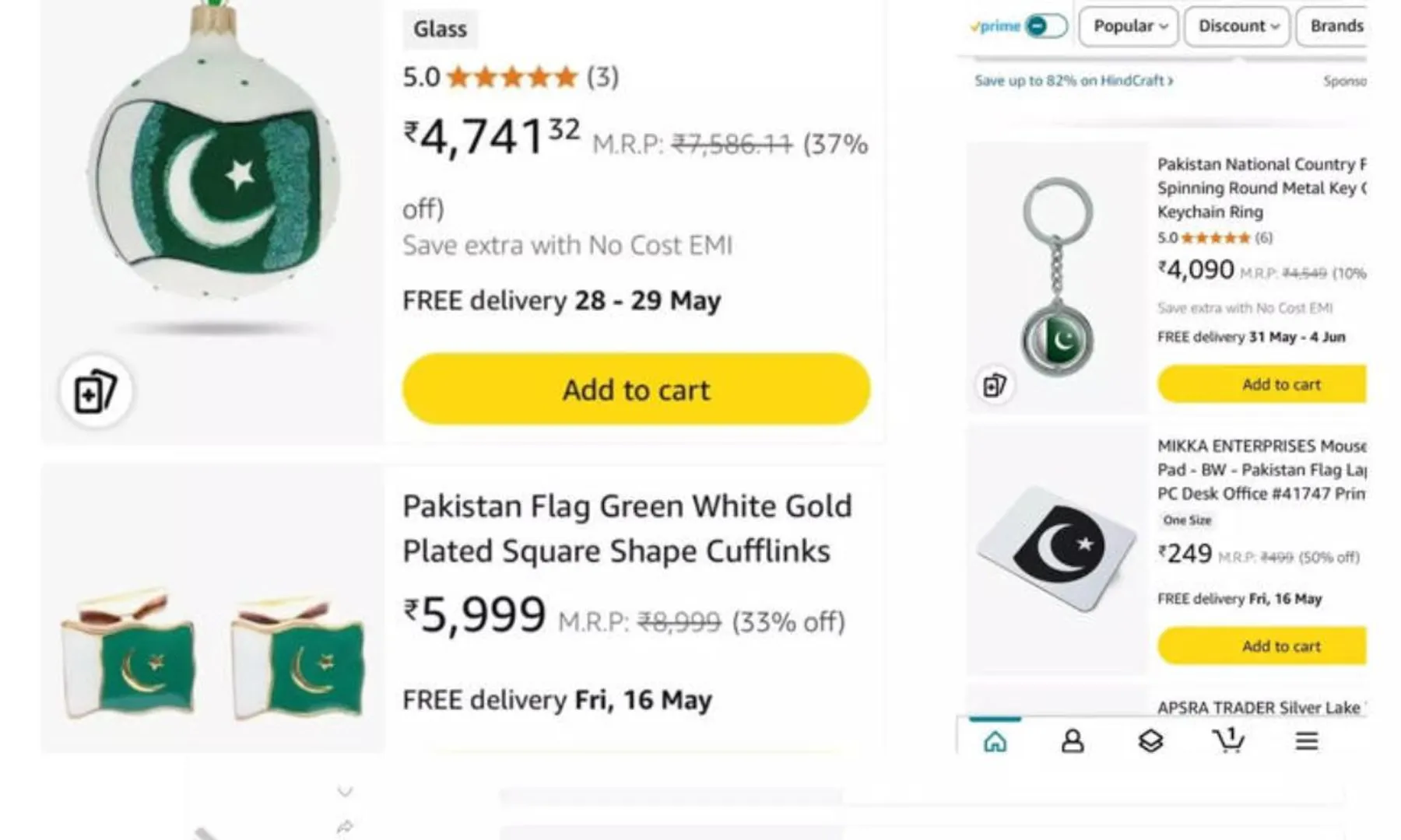 Govt sends notices to online platforms like Amazon, Flipkart for listing Pakistani flags