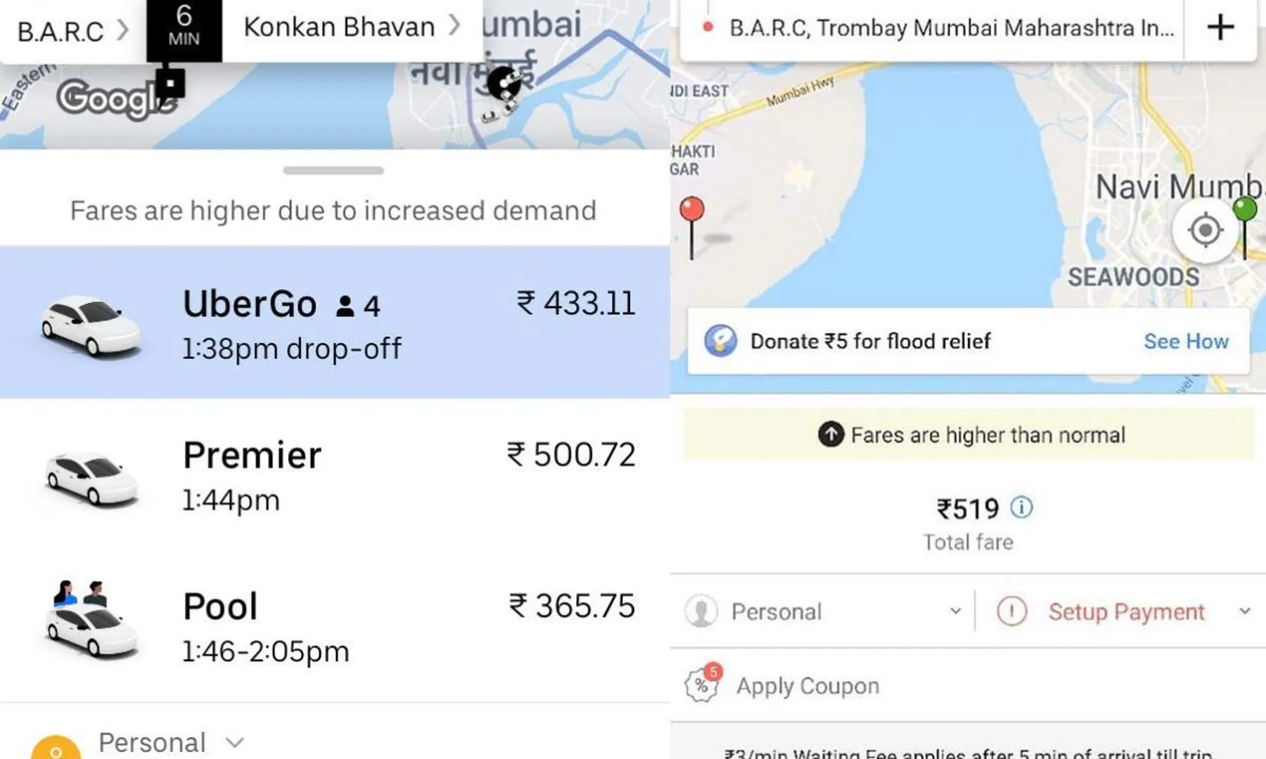 Centre allows Ola, Uber to double their base fares during rush hours post image