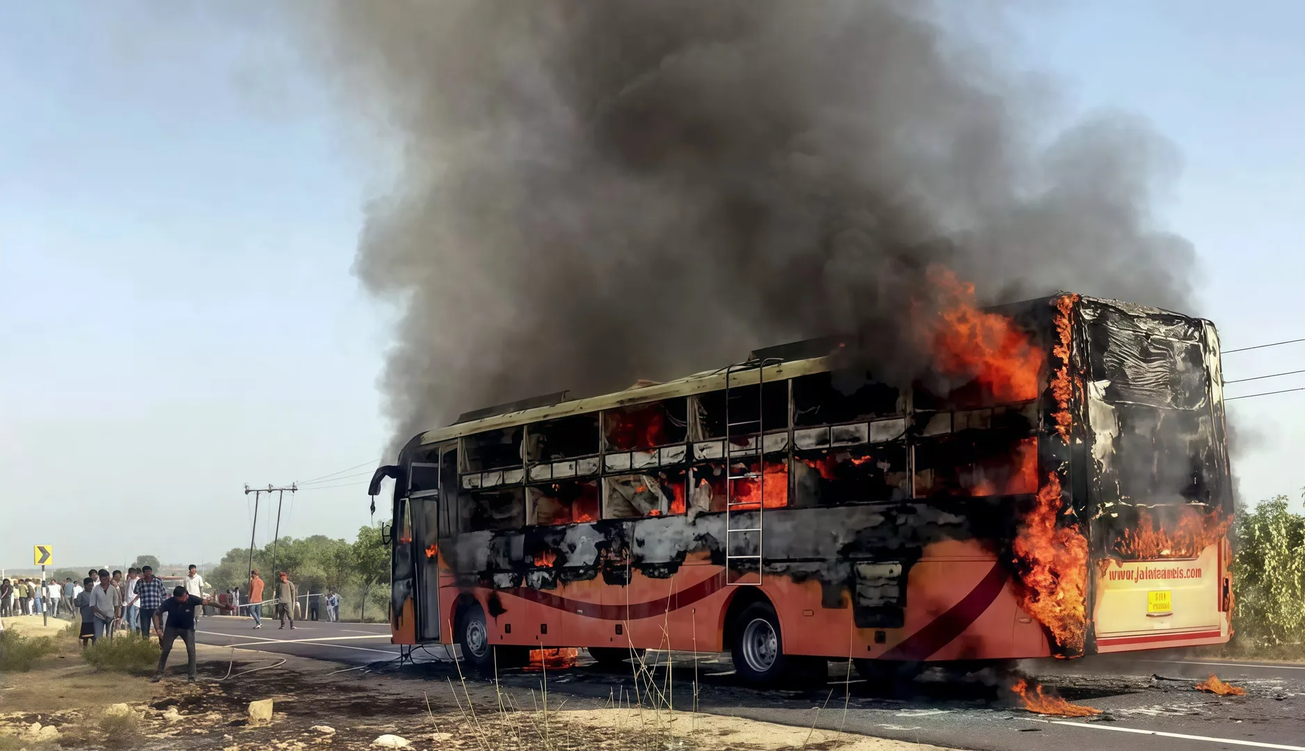  20 passengers burnt alive as bus catches fire on Jaisalmer-Jodhpur highway post image