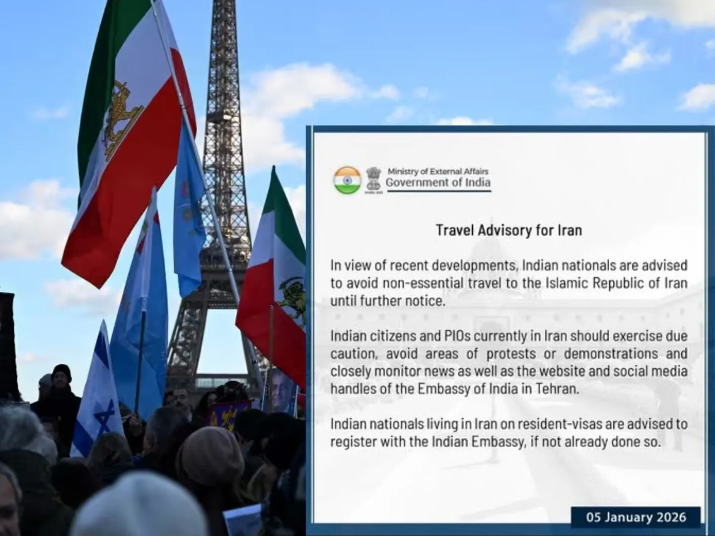  India issues travel advisory for Iran amid growing protests and economic unrest 