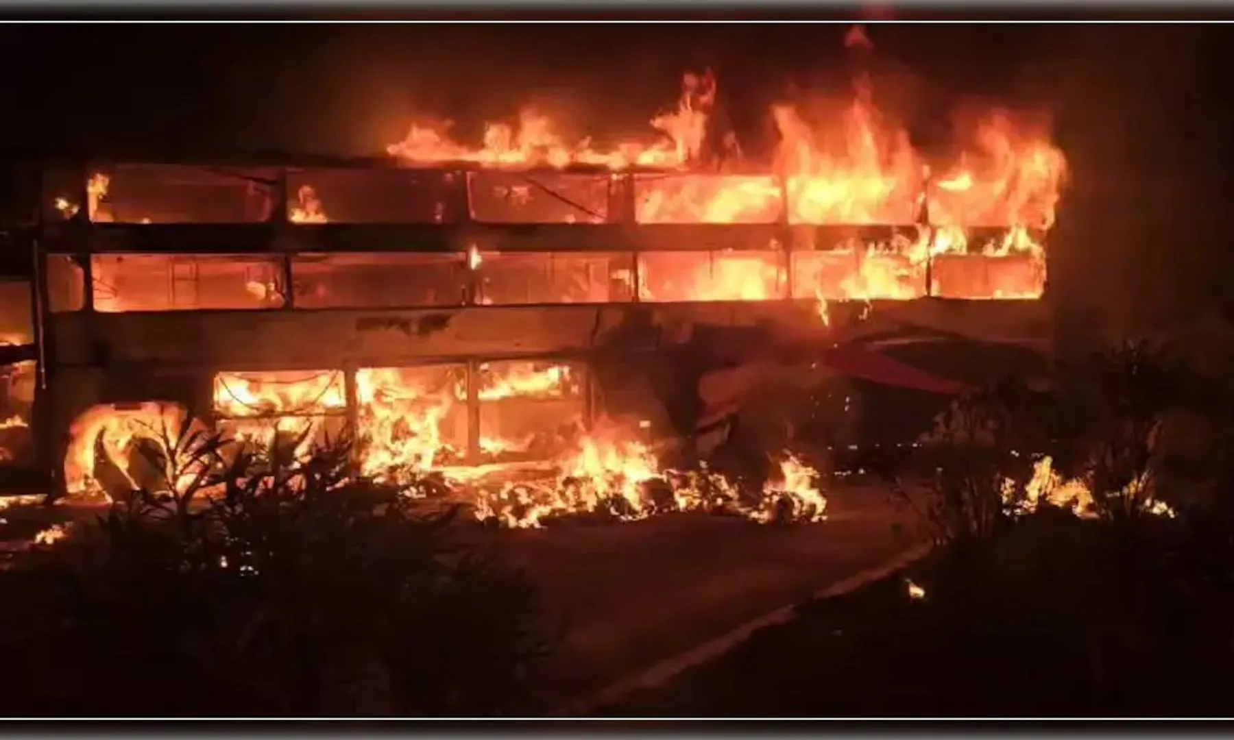  Three die after bus collides with truck, both vehicles catch fire in Andhra Pradesh 