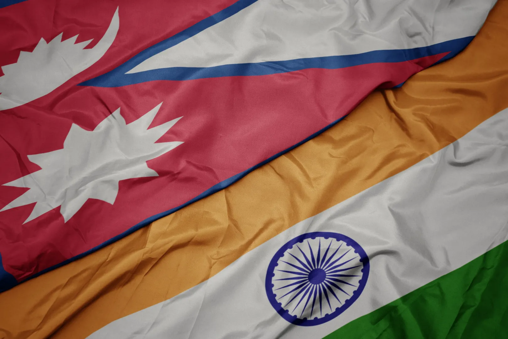 Flag of india and flag of nepal.