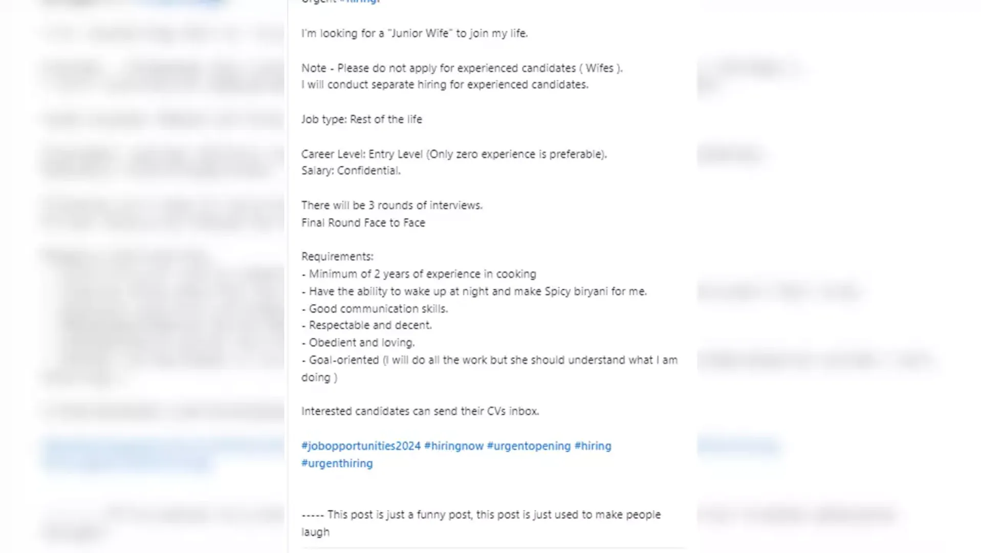Internet reacts to techie who is "urgently hiring junior wife" on LinkedIn, shocking many