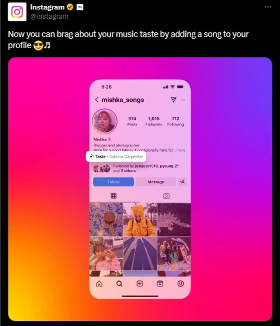 Instagram rolls out new feature to add your favorite song to your profile