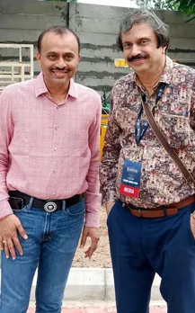 The Rajasaab producer T G VishwaPrasad with sr journalist Chaitanya Padukone