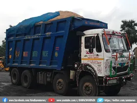 Over loaded sand laden dumper