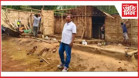 পশ্চিম কাৰ্বি আংলঙত ধুমুহাৰ তাণ্ডৱঃ গৃহহীনৰ কাষত ইএম ডি উফিং মাছলা