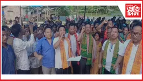 আদানি গ্রুপক ভূমি প্ৰদানৰ বিৰোধিতাৰে অব্যাহত আছে প্ৰতিবাদ