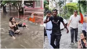 Bidhannagar waterlogged:লাগাতার বৃষ্টিতে জলমগ্ন বিধাননগর, সাঁতার কেটে অভিনব প্রতিবাদ BJP-র