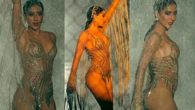 Bigg Boss fame Soundous Moufakir turns up the heat in a shimmering, sheer bodysuit under the rain –