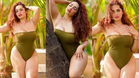 Bigg Boss viral girl Aditi Mistry looks a curvy bombshell in a strapless olive green bodysuit  –