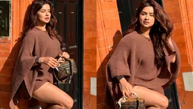 Avneet Kaur stuns in a cozy brown outfit, flaunting her toned legs and a bold thigh tattoo –