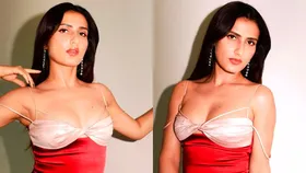 Fatima Sana Shaikh stuns in a fiery red satin gown with a plunging neckline and sleek silhouette –