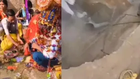 शादी के बीच हुआ कांड, छत टूटने से नीचे गिरे लोग, वायरल हुआ वीडियो