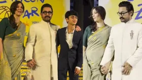 सितारे जमीन पर की स्क्रीनिंग में गर्लफ्रेंड गौरी का हाथ थामे नजर आए आमिर खान, बेटा आजाद भी दिखा साथ