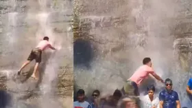 ये वीडियो देखना जरुर, झरने में नहाते वक्त ऐसा हादसा!
