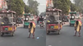 आज रोड़ पर ही बनेगा पैग, देखिए कैसे पियक्कड़ ने रोड़ पर सब कर डाला!