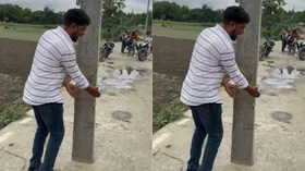 बिहार में बीच सड़क लगा दिया बिजली का खंभा, वायरल वीडियो ने खोली सिस्टम की पोल