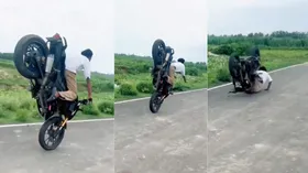 स्टंटबाजी में बबुआ जी हुए घायल, देख वीडियो कहेंगे- 'ये तो होना ही था'