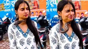 ये क्या? लड़की के गले में फन फैलाए बैठा सांप, वायरल वीडियो में देखिए क्या हुआ युवती का हाल