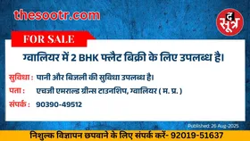 Free Classified : ग्वालियर में 2 BHK फ्लैट बिक्री के लिए उपलब्ध है