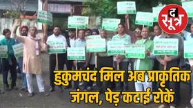 इंदौर के प्राकृतिक जंगल हुकुमचंद मिल में पेड़ कटाई का विरोध, जहां कटे पेड़, वहीं विरोध करने पहुंचे पर्यावरणविद