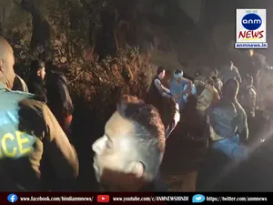 Landslide debris fell on the roof of the bus