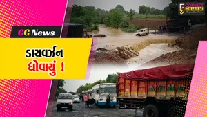 અંકલેશ્વર-વાલીયાને જોડતા સ્ટેટ હાઇવે પર નલધરી ગામ નજીક વરસાદી પાણી ફરી વળ્યા, ઘસમસતા પાણી વચ્ચે કાર ફસાઈ