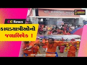 ભરૂચ: સ્તંભેશ્વર મહાદેવ પર 225 ભક્તોએ કર્યો જળાભિષેક, પાદરાથી 53 કી.મી.નું અંતર પગપાળા કાપી પહોંચ્યા કંબોઈ