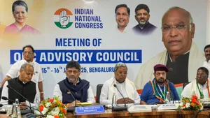 Siddaramaiah, D K Shivakumar, Ashok Gehlot and Anil Jaihind during the AICC OBC Advisory Council meeting, in Bengaluru, Tuesday, July 15, 2025.