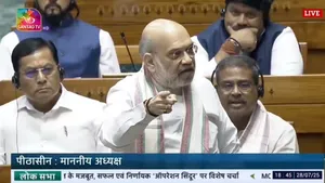 Amit Shah makes intervention during S Jaishankar's statement during Op Sindoor debate in Lok Sabha on Monday, July 28, 2025.