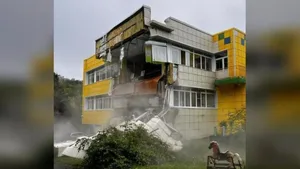 First images of a kindergarten in Russia after walls collapsed from earthquake on Wednesday, July 30, 2025.