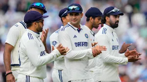 Shubman Gill with teammates during the second day of the fifth Test cricket match between India and England, at The Oval, in London, Friday, Aug. 1, 2025.