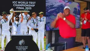 South Africas sports Minister Gayton McKenzie jumped with joy as his team won the ICC wtc 