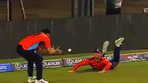two players showed amazing agility on the boundary to save four video goes viral