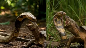 snake and turtle fight video