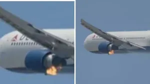 plane cought fire