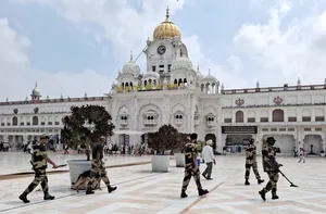 Amritsar: BSF personnel conduct security check at Golden Temple