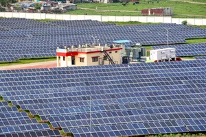 Bhopal: A  view of the solar power plant setup by Bharat Heavy Electricals Limited (BHEL) management, in Subhash Nagar, Bhopal