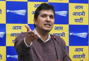 New Delhi : Delhi Minister Saurabh Bharadwaj addresses a press conference
