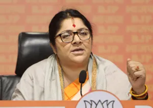 New Delhi : BJP Lok Sabha MP Locket Chatterjee addresses a press conference